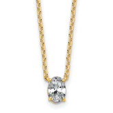 14k 1/2 carat Lab Grown Diamond VS+ F+ Oval Complete Bezel Set Chain Slide Pendant